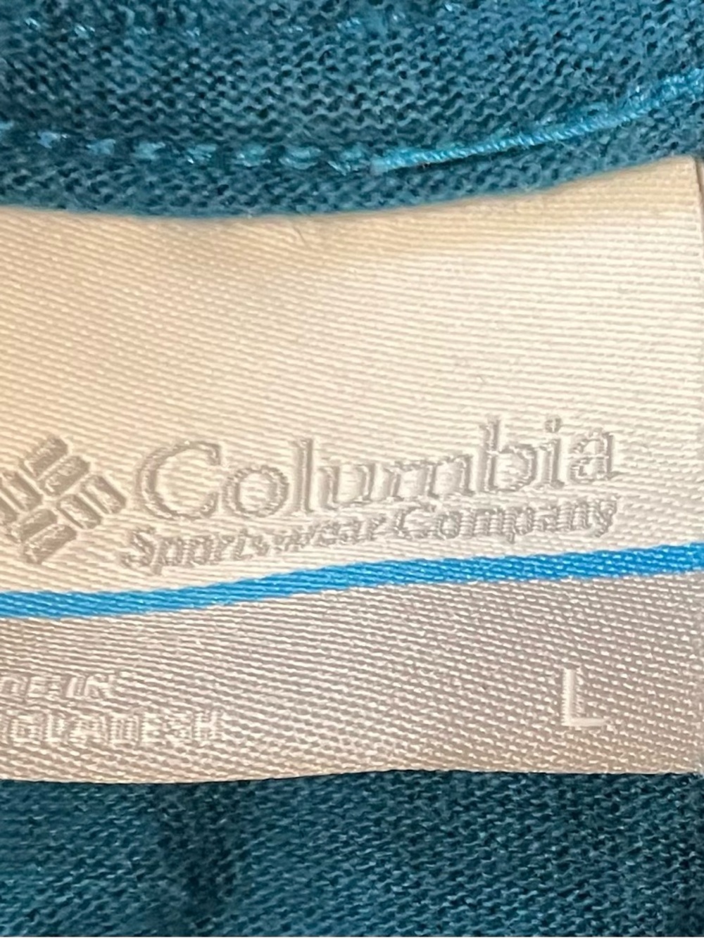 Columbia Teal Knit Shirt with Blue Trim - Picture 2 of 5